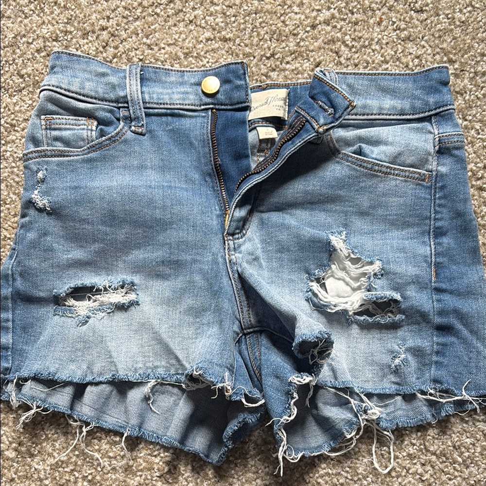 Distressed Blue Denim Shorts